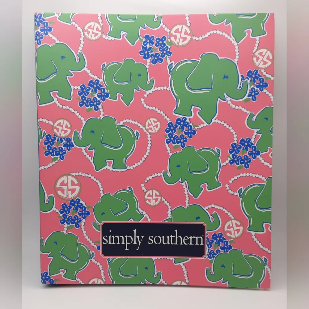 New Simply Southern Large 3-ring Binder - Pink w/elephants